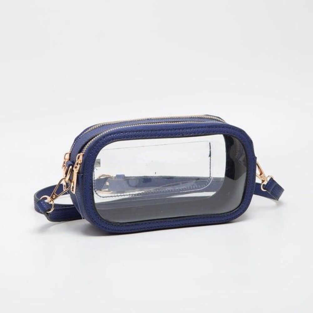 Women's Bag BLUE Crossbody Clear Superbowl Adjustable Strap Stadium Approved